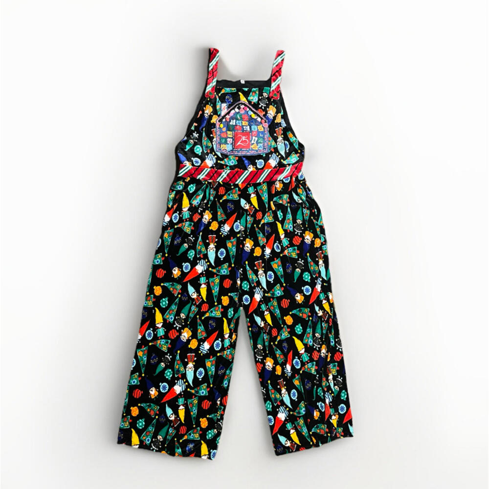 Velour Christmas Overalls Holiday Print Jumpsuit Festive Outfit Women’s 2XL